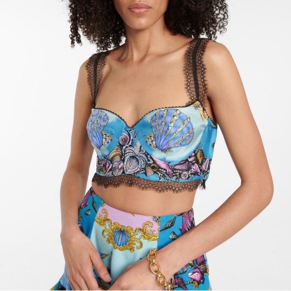 Versace Trésor De La Mer Print Bralette Top - Picture 4 of 10